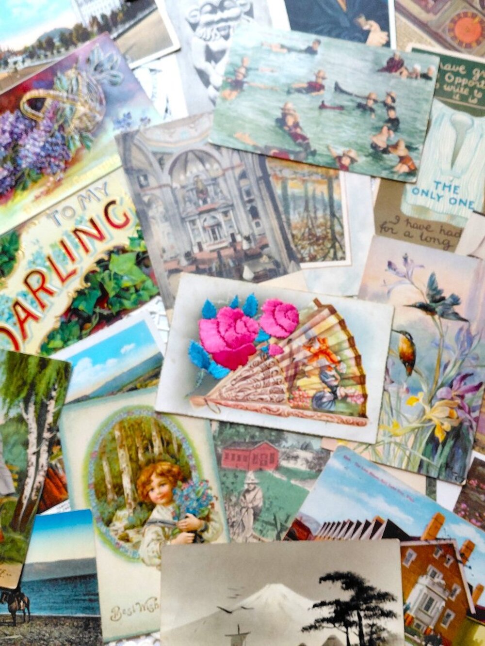50 Vintage Postcards Random Mixed lot for Crafts Junk Journal Ephemera